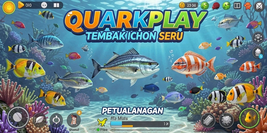 Tampilan gameplay seru Tembak Ikan di QUARKPLAY dengan grafis menakjubkan.