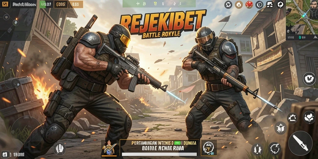 Screenshot menampilkan aksi seru di dunia Battle Royale REJEKIBET.